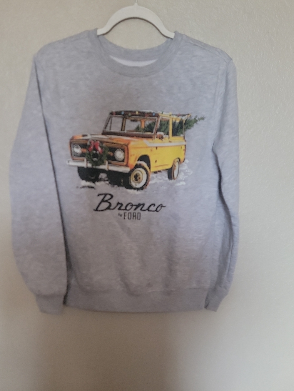 Ford Yellow Bronco Graphic Crewneck Sweater - Gray